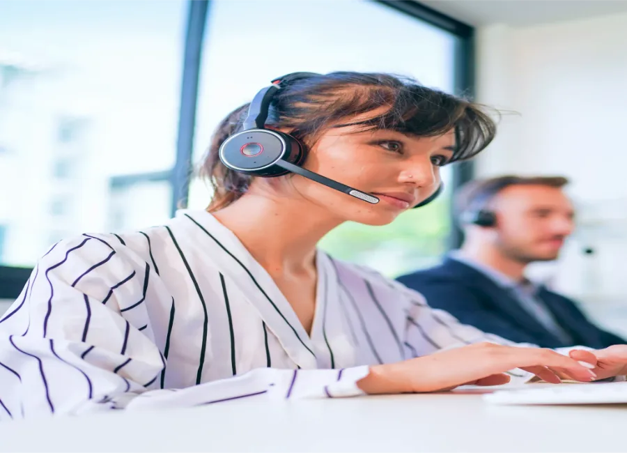 Call centre agent smiling